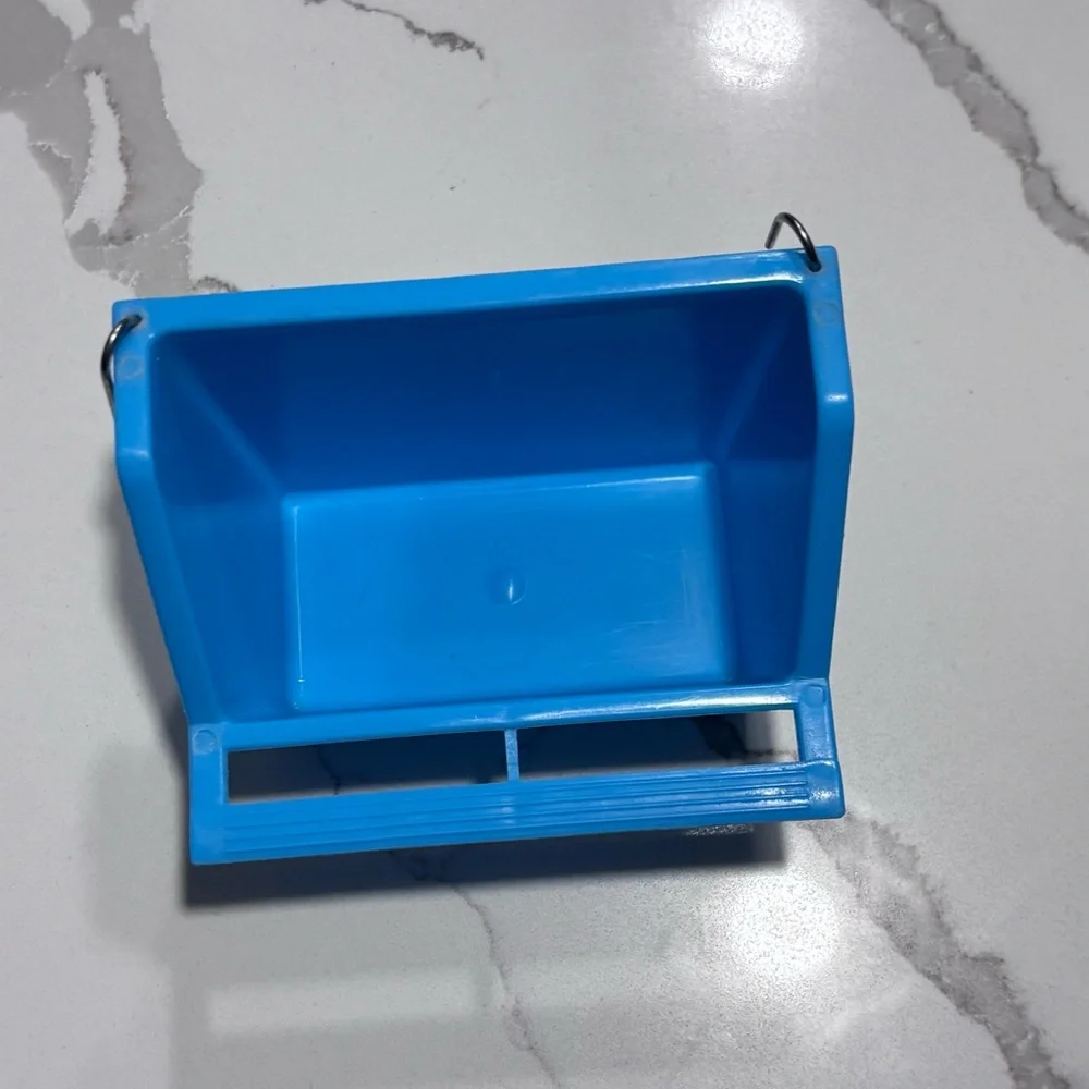 Pet Bird Cage Setup Play On Grooming Perches High Back Blue Food Water Cup